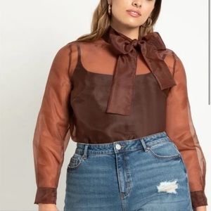 ELOQUII Sheer Bow Top - Great for the holidays!